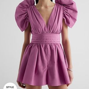 Express purple Romper with Flutter sleeves